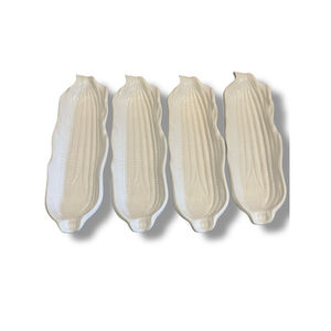 Signature Corn on the Cob Dishes, Set of 4, Cream White Vintage